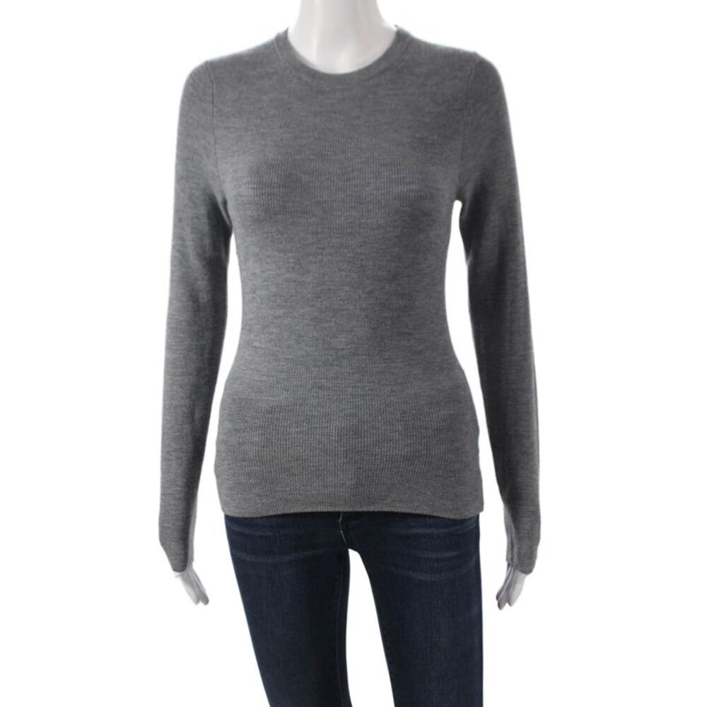 OGD Womens Gray Merino Wool Pullover Sweater Crew Neck Long Sleeve Size M